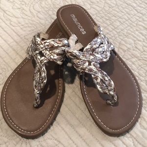 Metallic slip on sandals